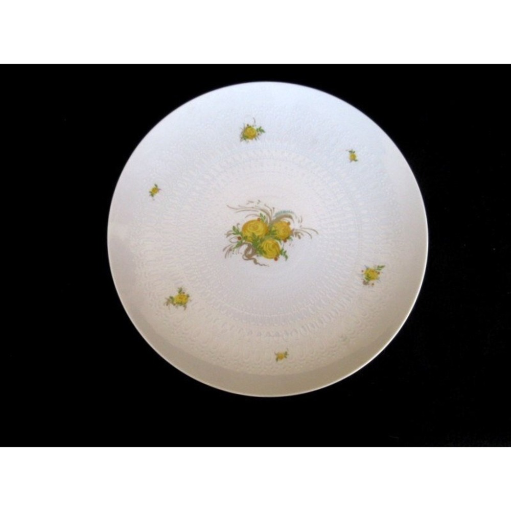 Rosenthal Harmony Romance Dinner Plate White Yellow Roses Embossed Ovals